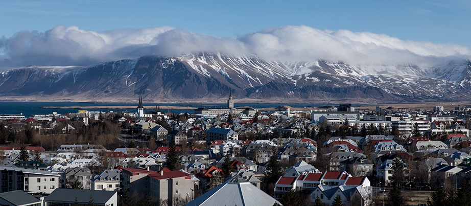 Blick vom Perlan-Museum auf die isländische Haupstadt Reykjavik
